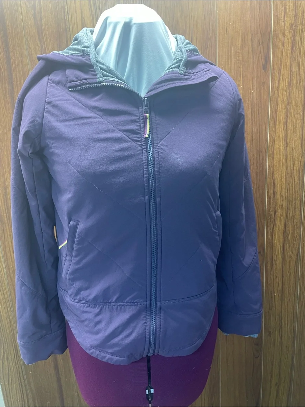 Athleta Girls' Hooded Purple Puffer Jacket